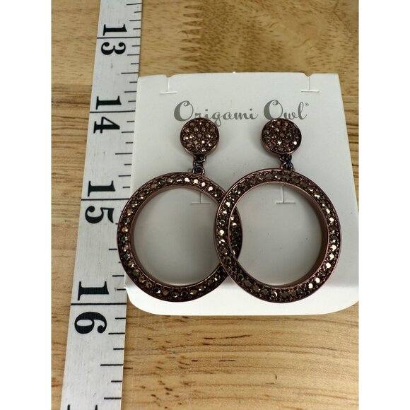 Origami Owl Crystal-Accented Hoop Earrings With Gift Box - Picture 2 of 7